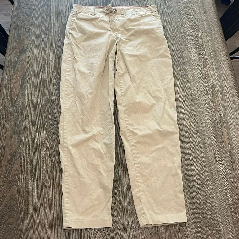 Tommy Hilfiger Womens Chino Pants Mid Rise Flat Front Cotton Blend Tan Size 8